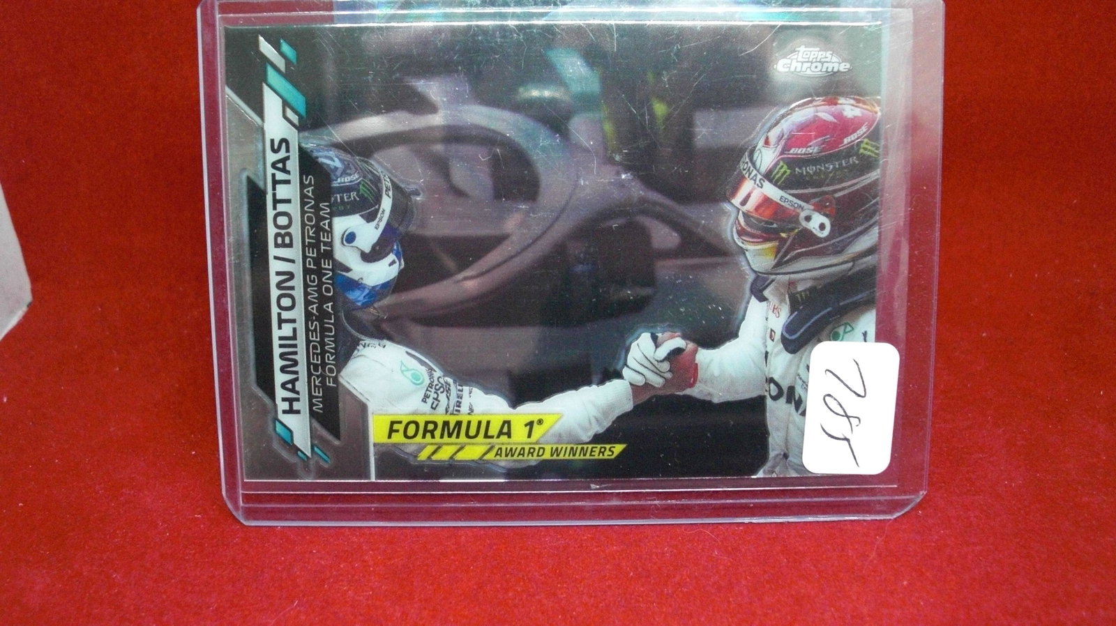 topps chrome formula 1 hamilton bottass: in top loader