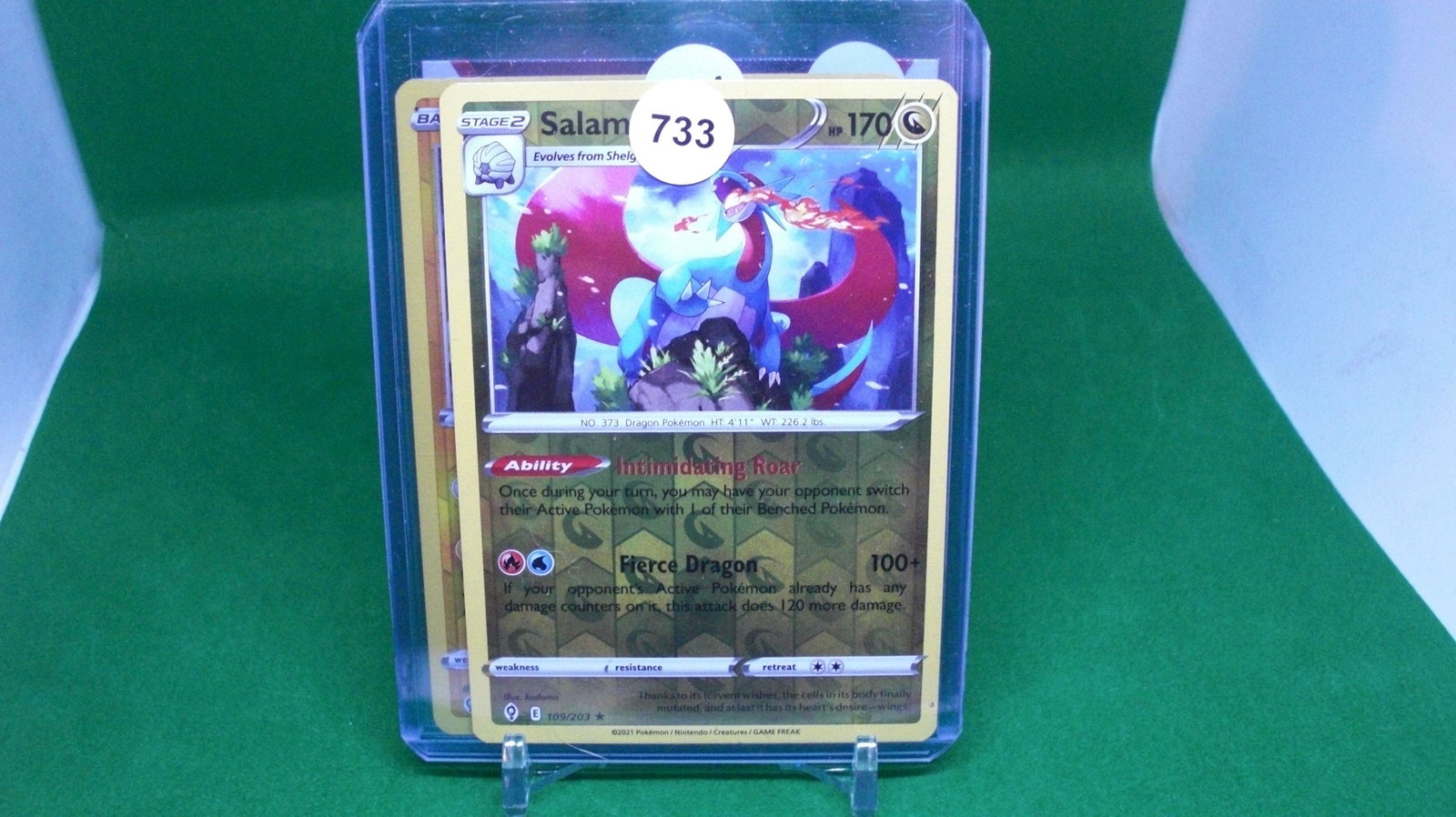 pokemon slamender holo foil card: in top loader