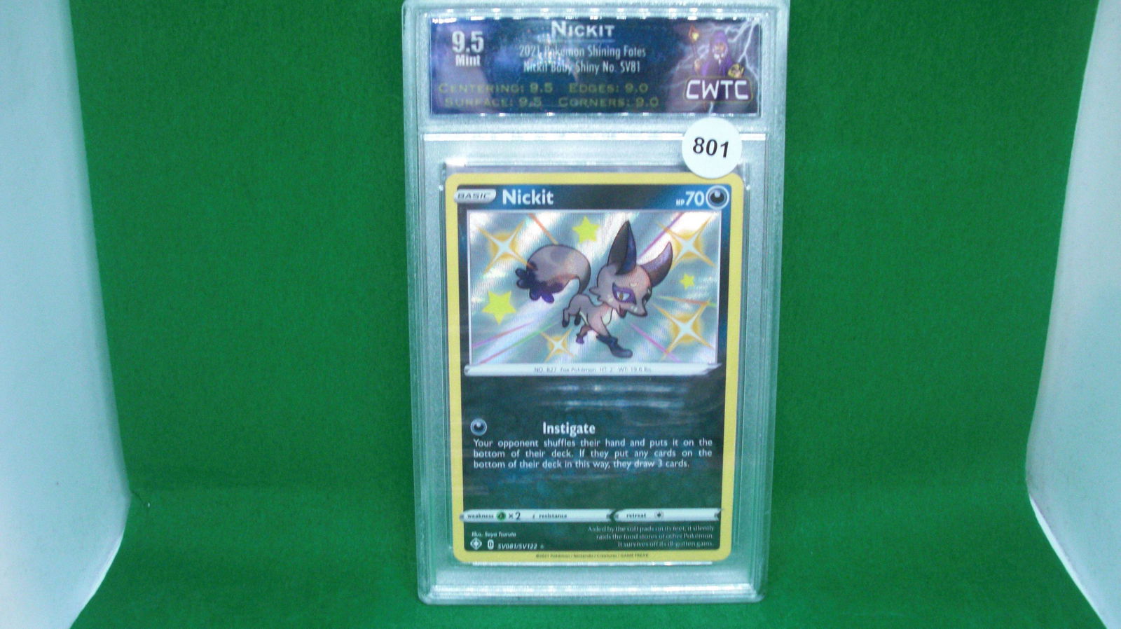 CWTC 9.5 pokemon nickit shiny card (1 of 1)