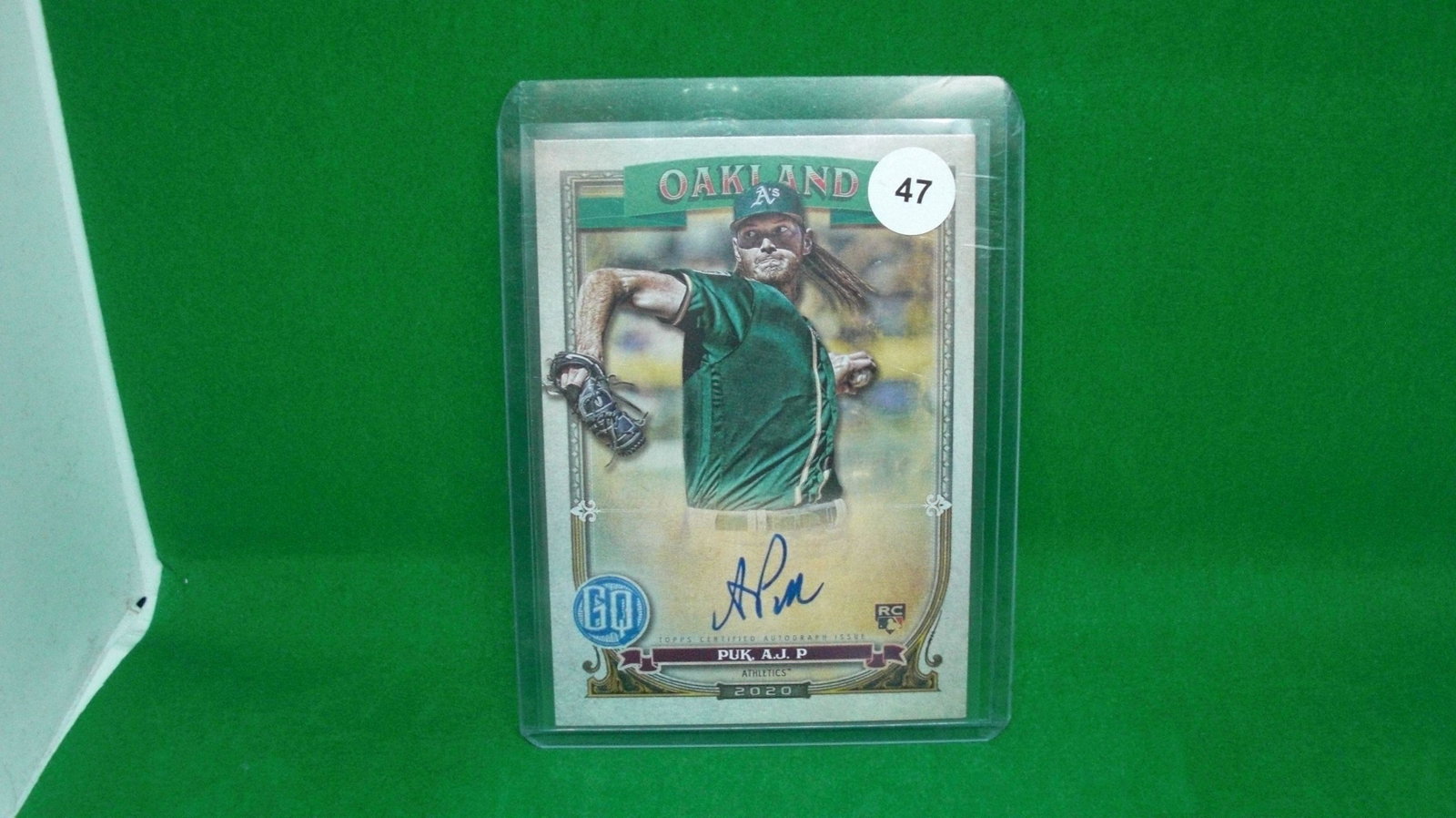 AJ puck A's rookie autograph: in top loader