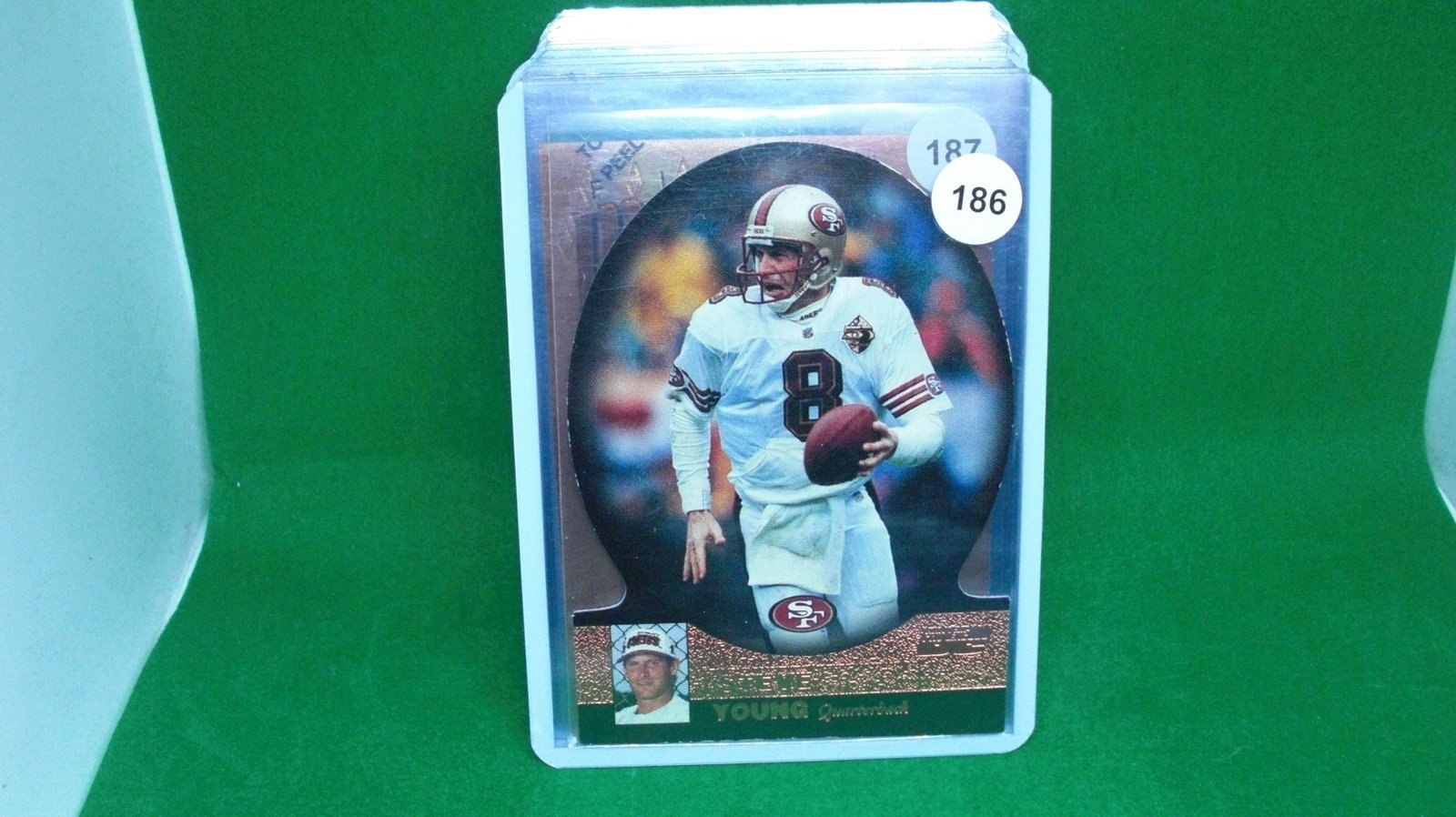 Steve young die cut: in top loader