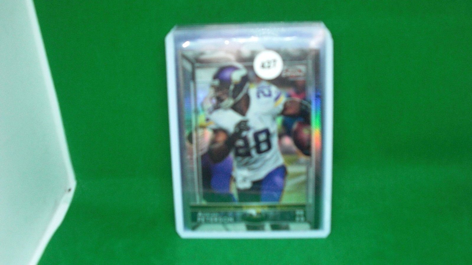 Adrian Peterson silver refractor: in top loader