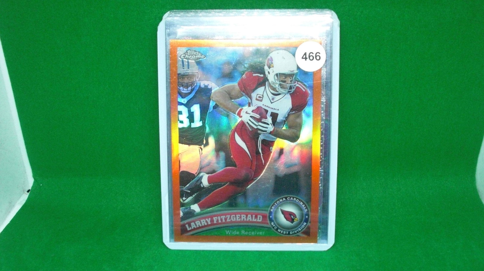 Larry Fitzgerald orange refractor: in top loader