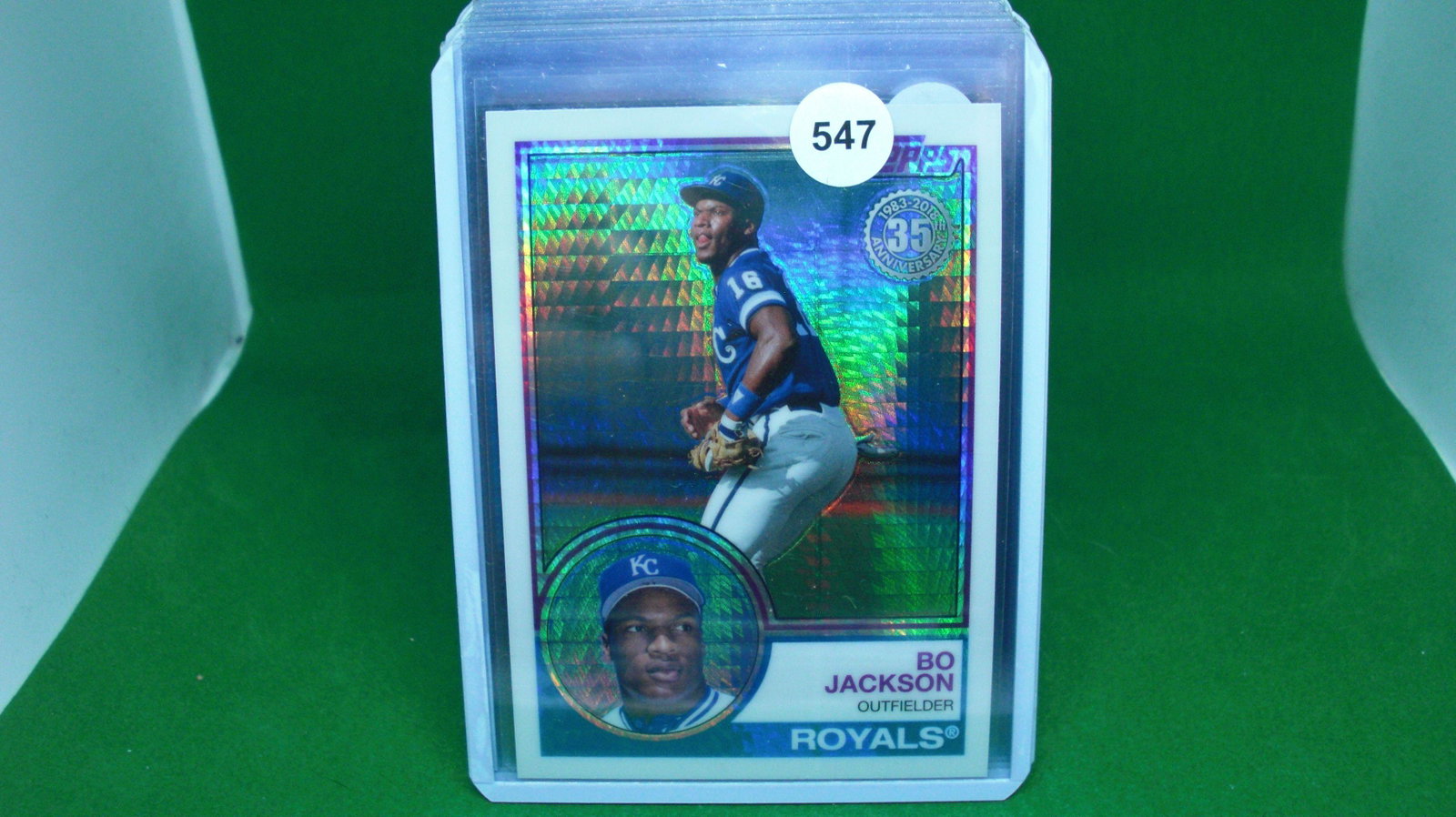 Bo Jackson 1983 style refractor: in top loader