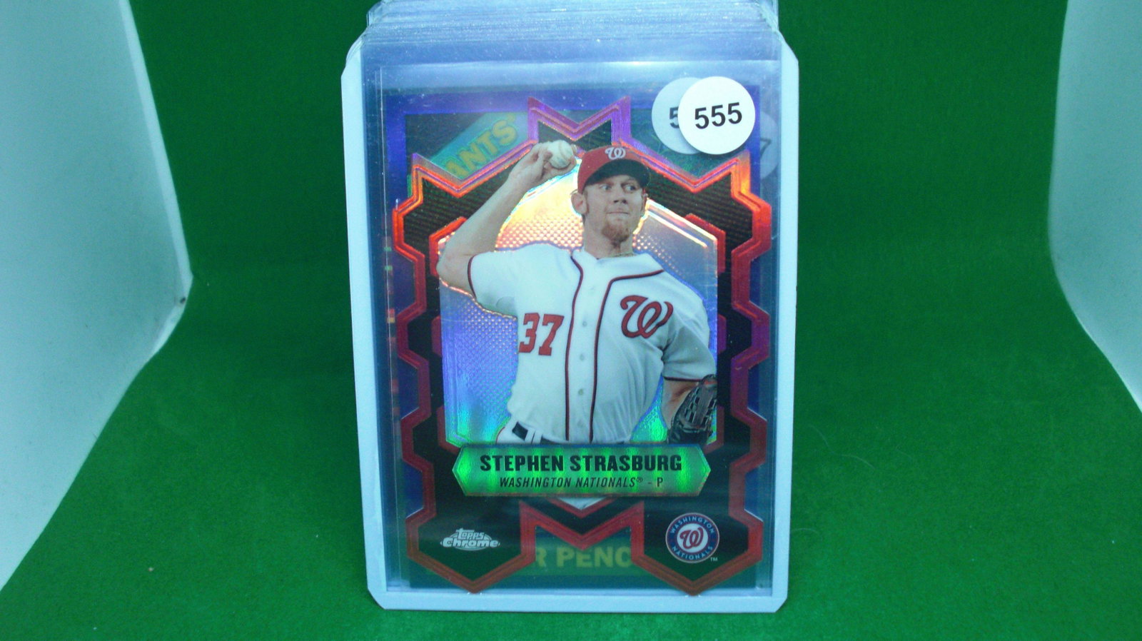 Stephen Strasburg Topps Chrome die cut card: in top loader