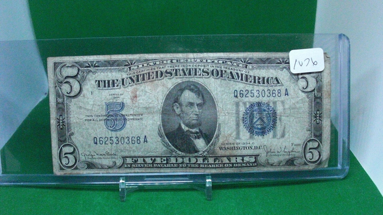 1934 series 5 dollar us silver certificate (1 of 1)