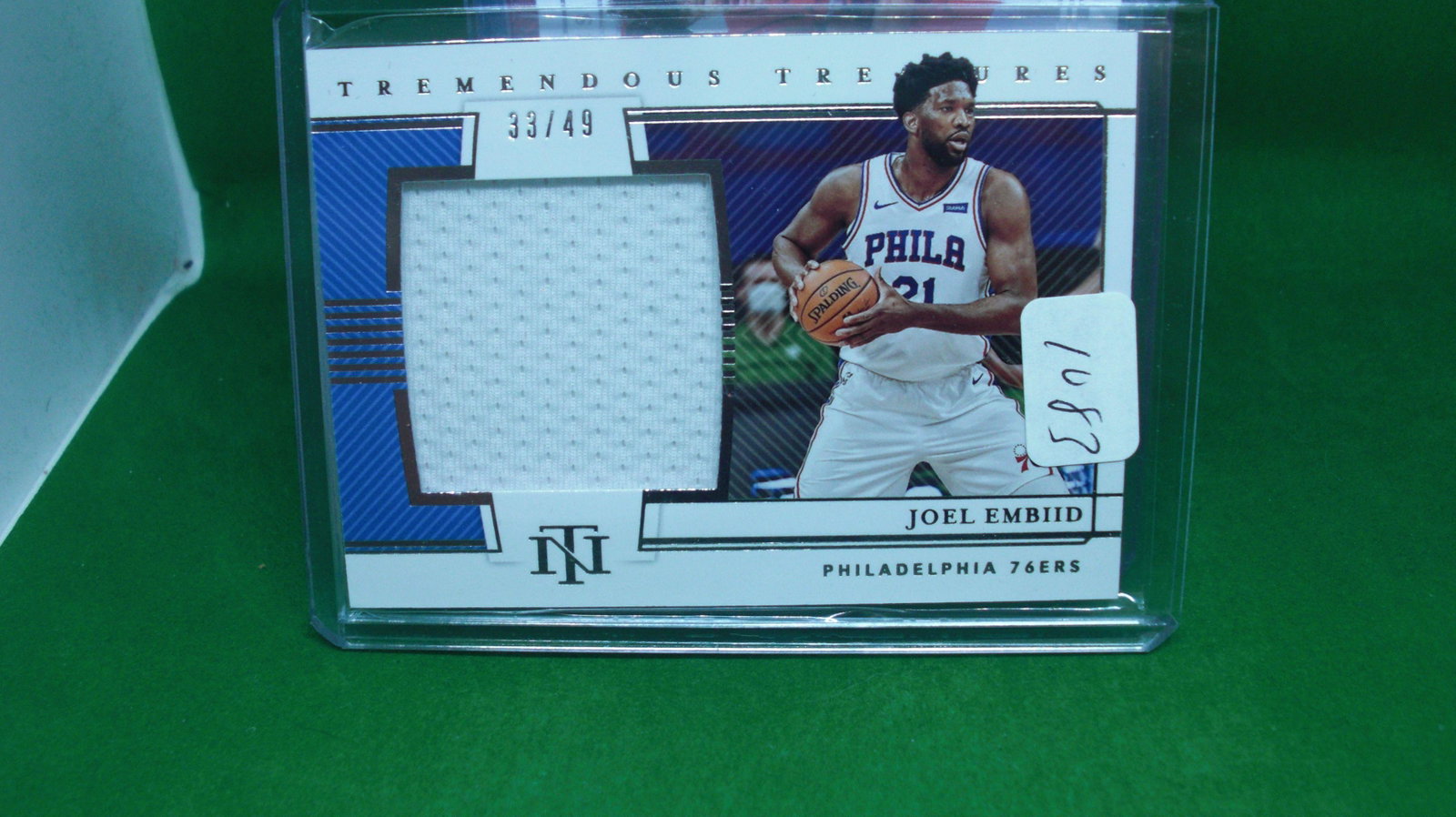 joel embiid natl treasure jumbo jersey 33/49: in top loader
