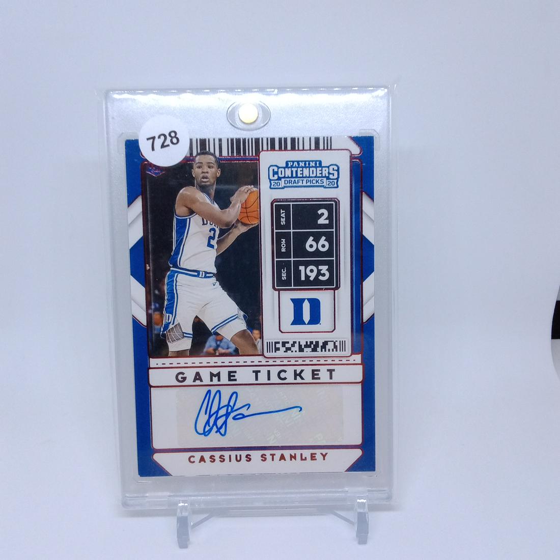 cassius stanley college game ticket auto duke blue: in one touch holder