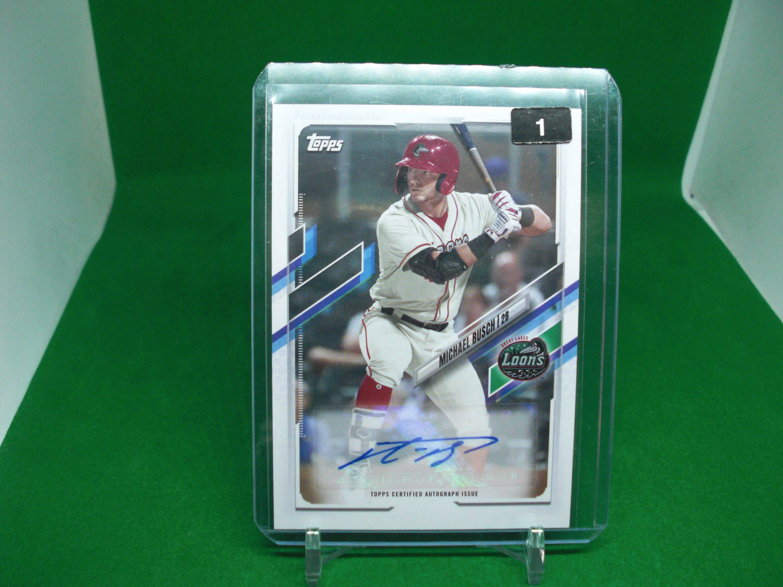Michael Busch Topps prospect autograph: in top loader