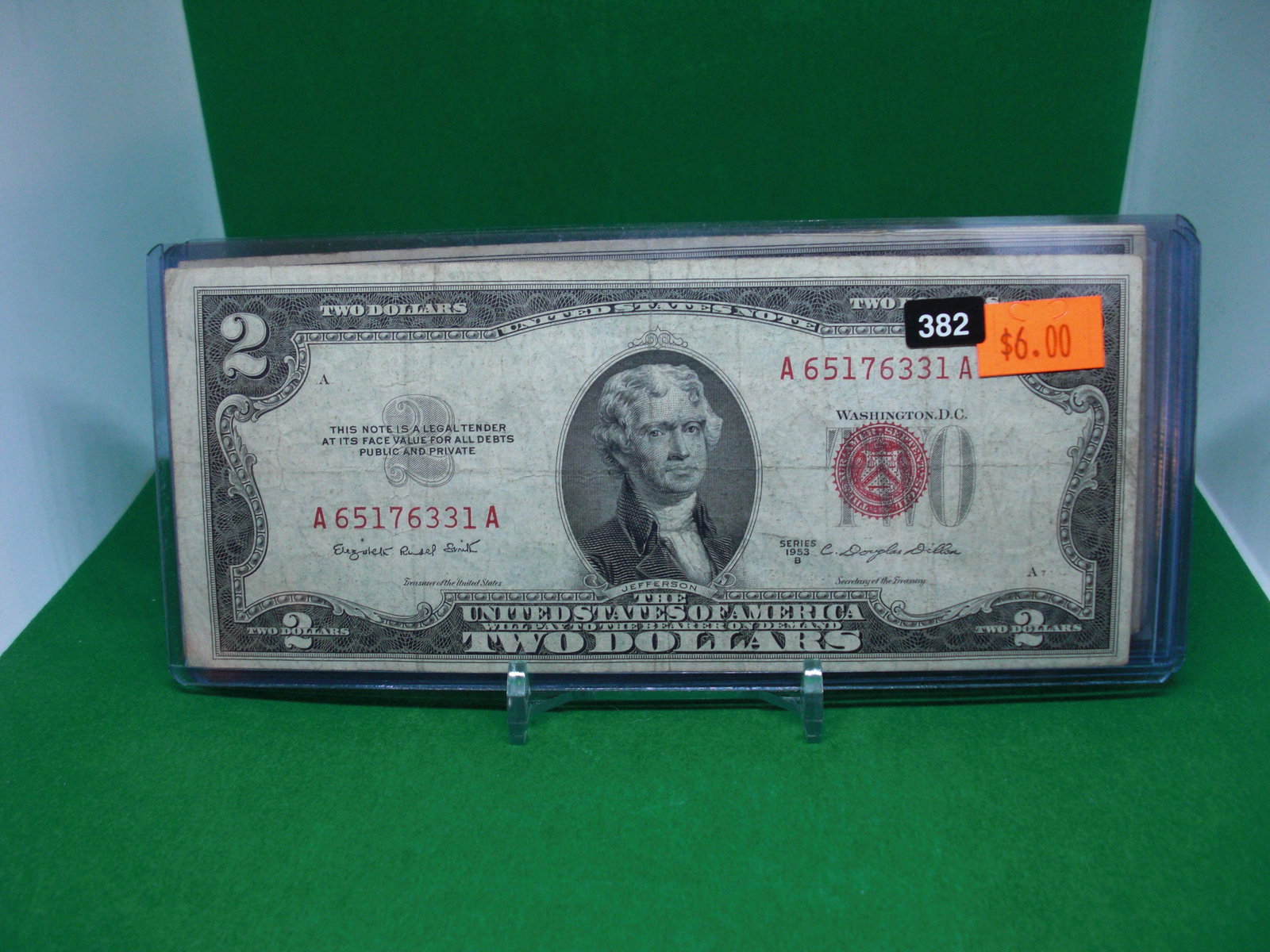 1953b series $2 bill: in top loader