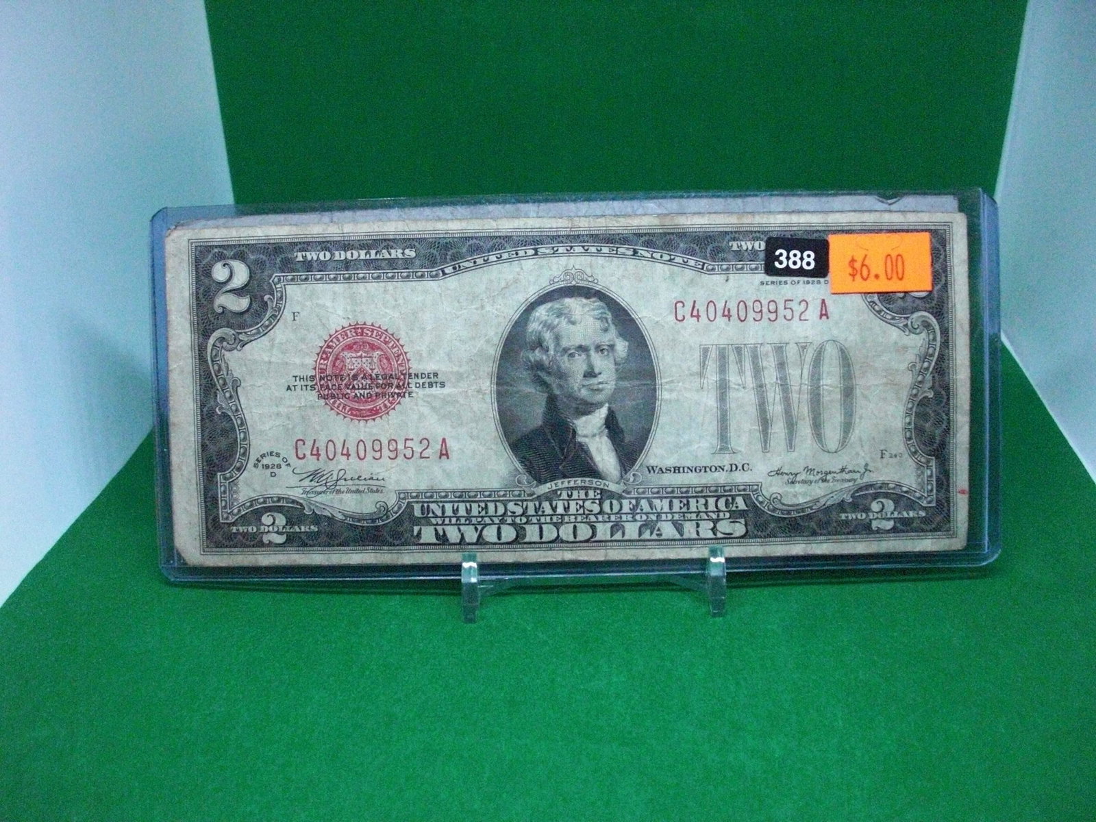 1928d series $2 bill: in top loader