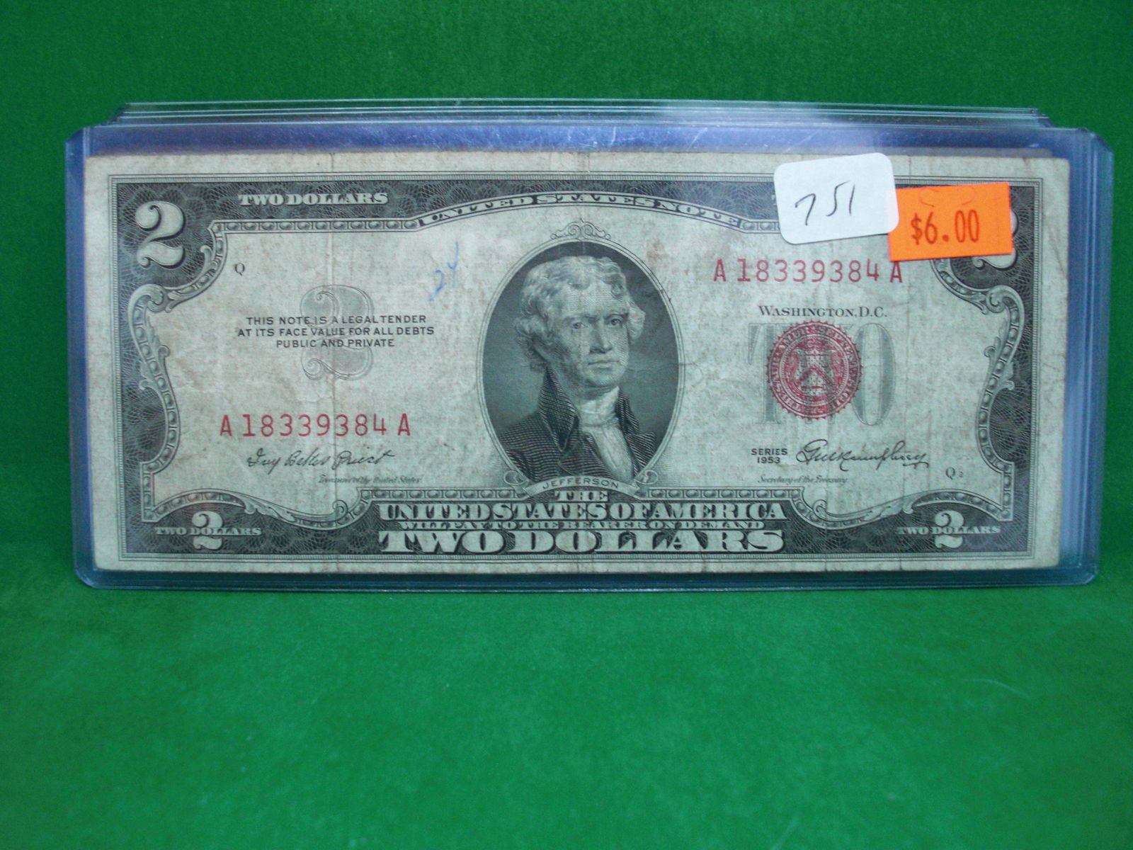 1953 series $2 dollar bill (1 of 1)