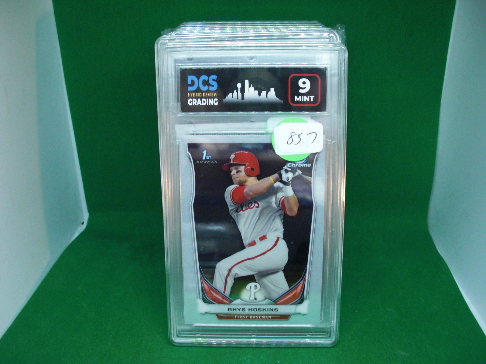 dcs 9.0 rhys hoskins 1st bowman chrome: graded trading card
