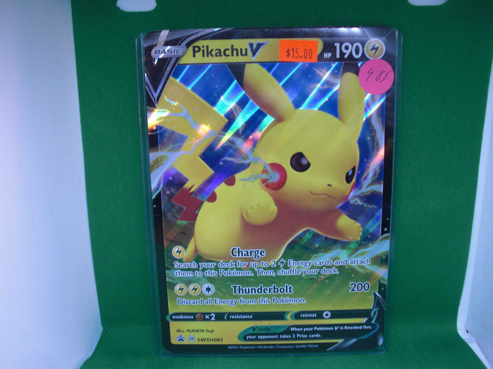 jumbo pikachu full art card: in top loader