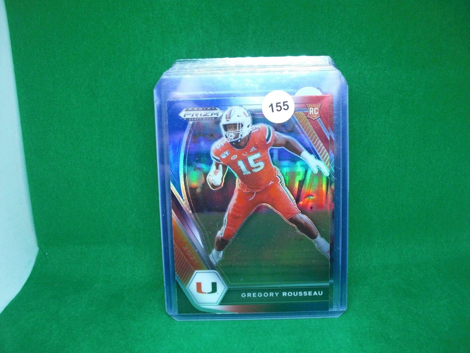 Greg Rousseau red white and blue prism: in top loader