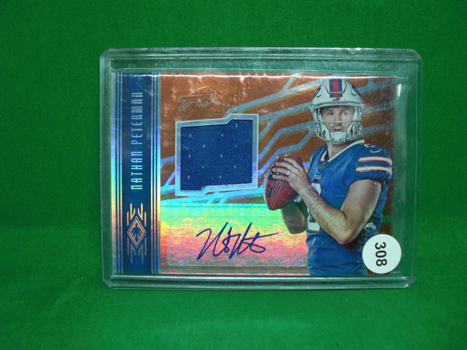 nathan peterman rookie jersey auto: in top loader