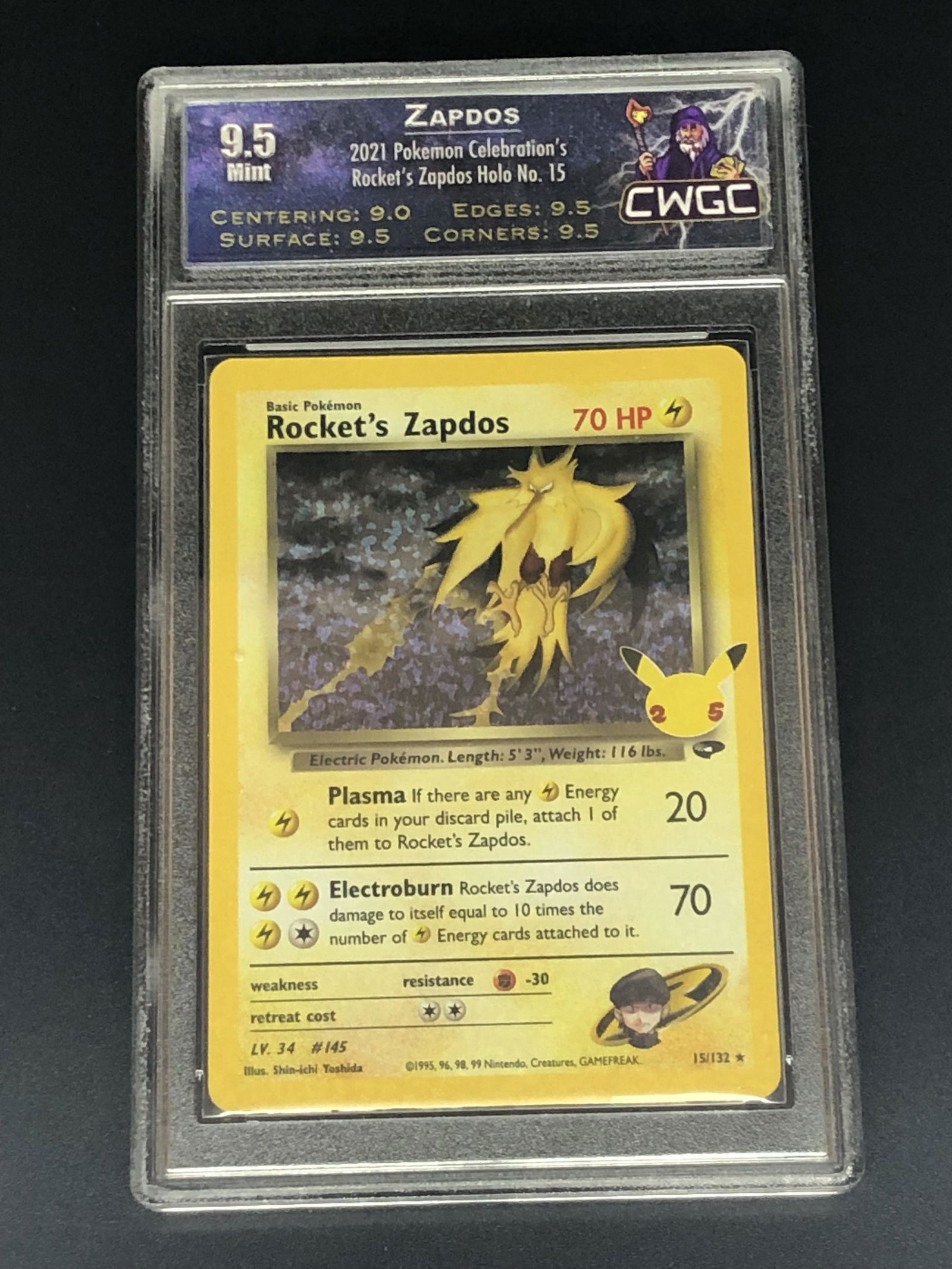 Rocket's Zapdos Holo CWGC 9.5 (1 of 1)