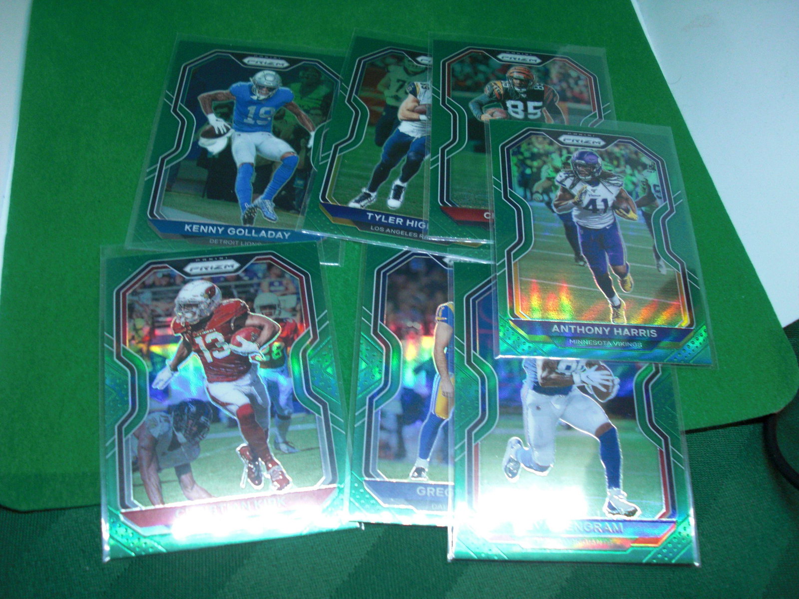 lot of 6 green prizms: kenny galloday, chad johnson, evan engram