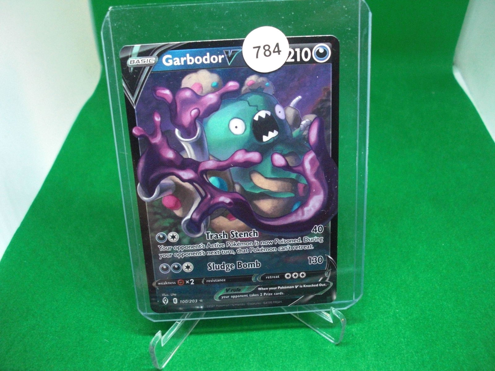 garbodor v full art pokemon card: in top loader