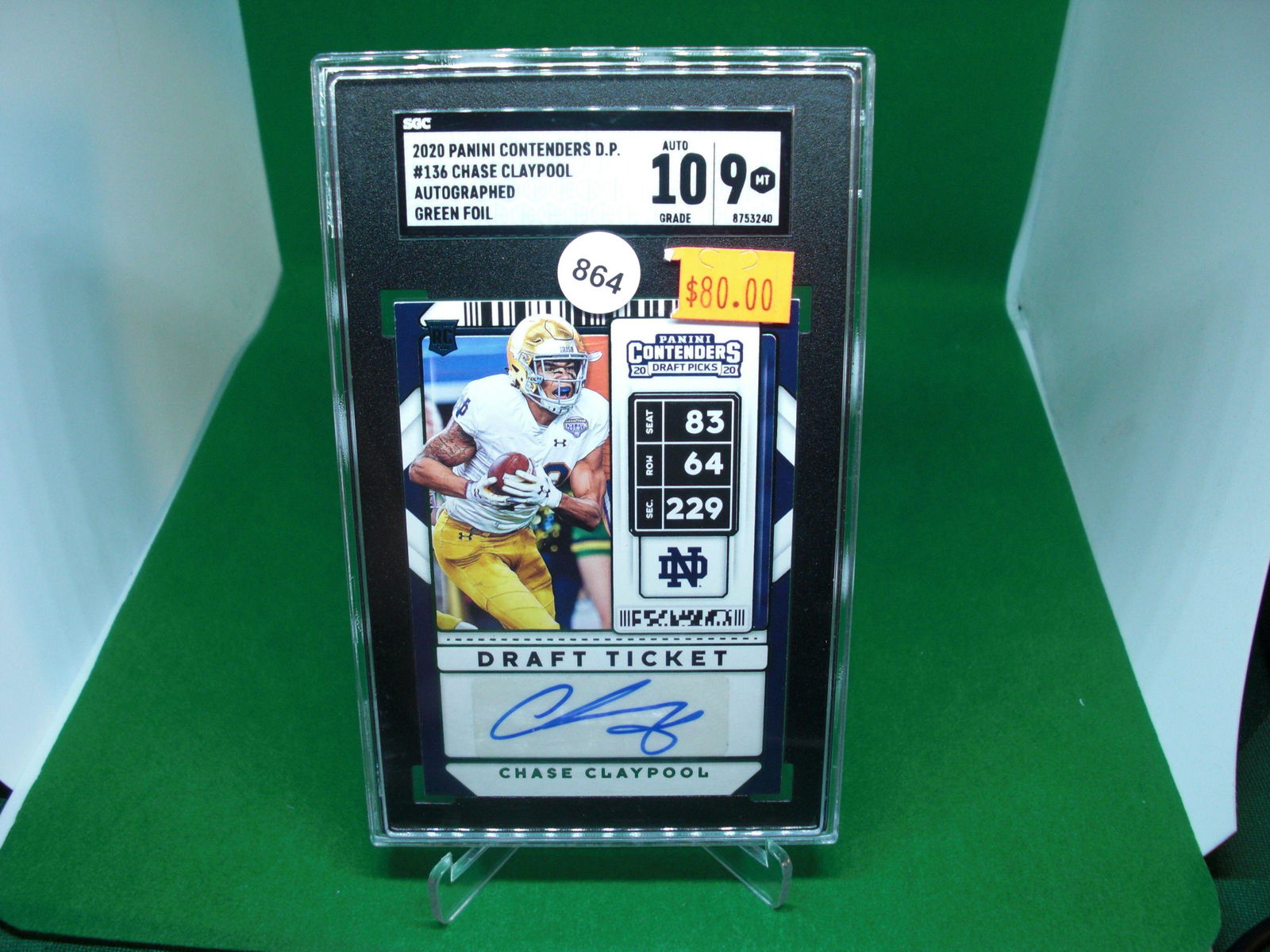 sgc 10/9 chase claypool green foil auto (1 of 1)