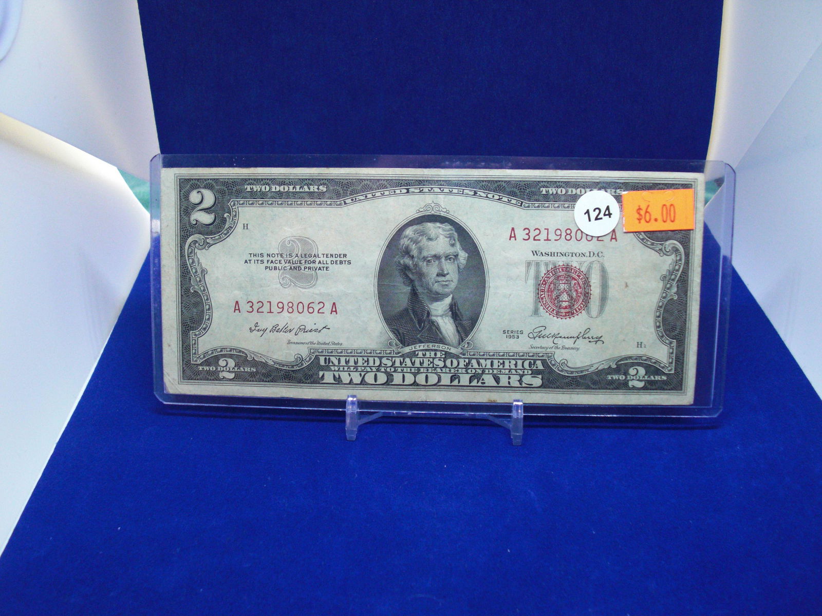 1954 series $2 dollar red seal bill: 1954 series $2 dollar red seal bill
