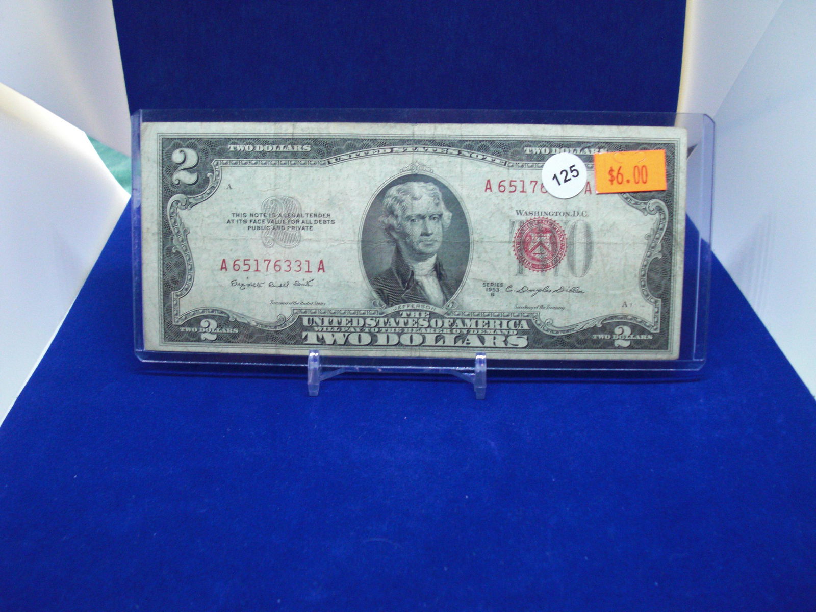 1953B series $2 dollar red seal bill: 1953B series $2 dollar red seal bill