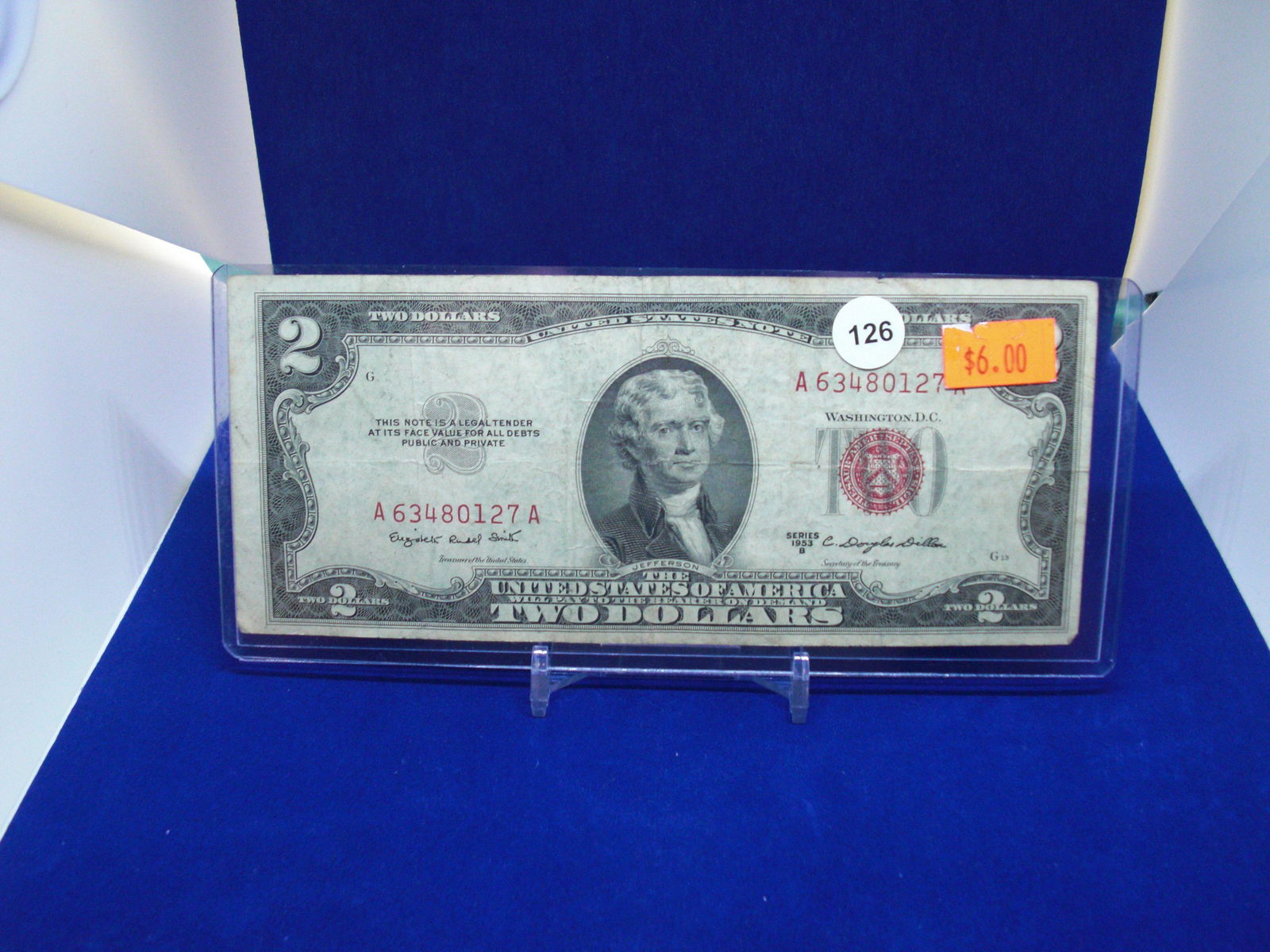 1953B series $2 dollar red seal bill: 1953B series $2 dollar red seal bill
