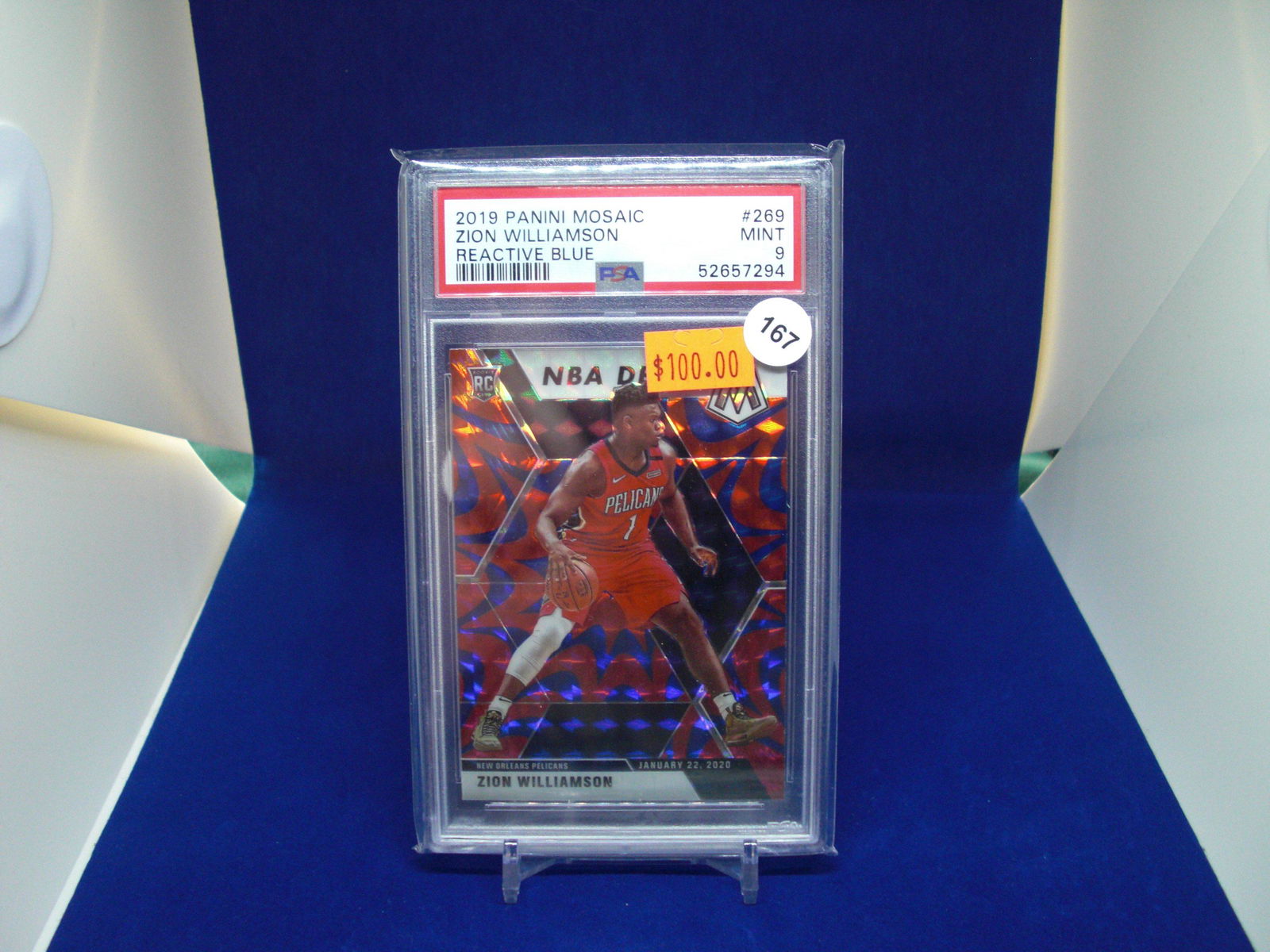 PSA 9 mint Zion Williamson blue reactive rookie (1 of 1)