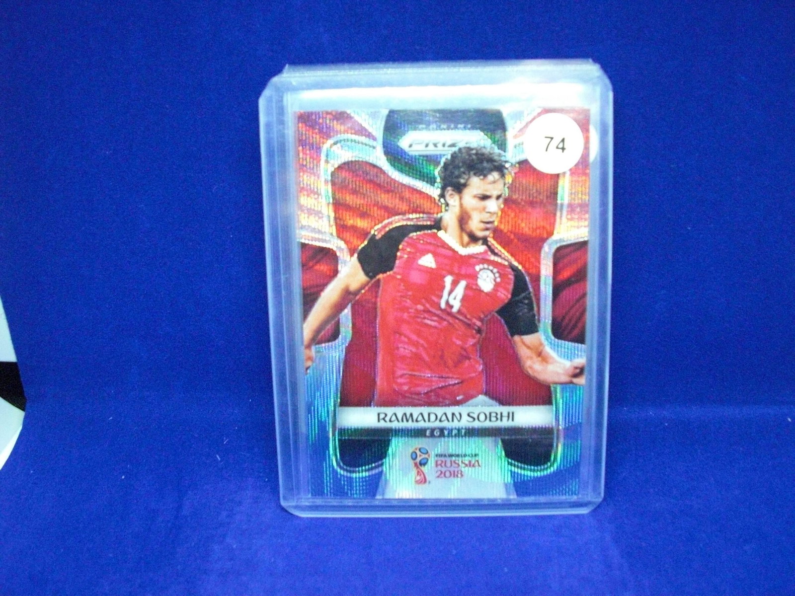 2018 panini prizm world cup soccer card: ramadan sobhi red white blue wave prizm