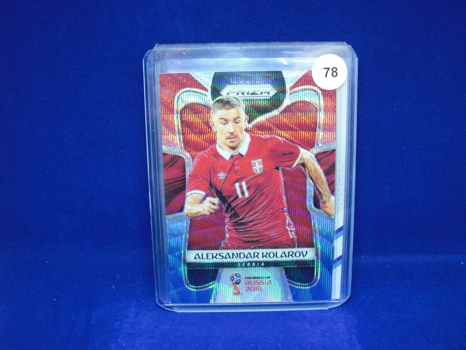 2018 panini prizm world cup soccer card: aleksander kolarov red white blue wave prizm