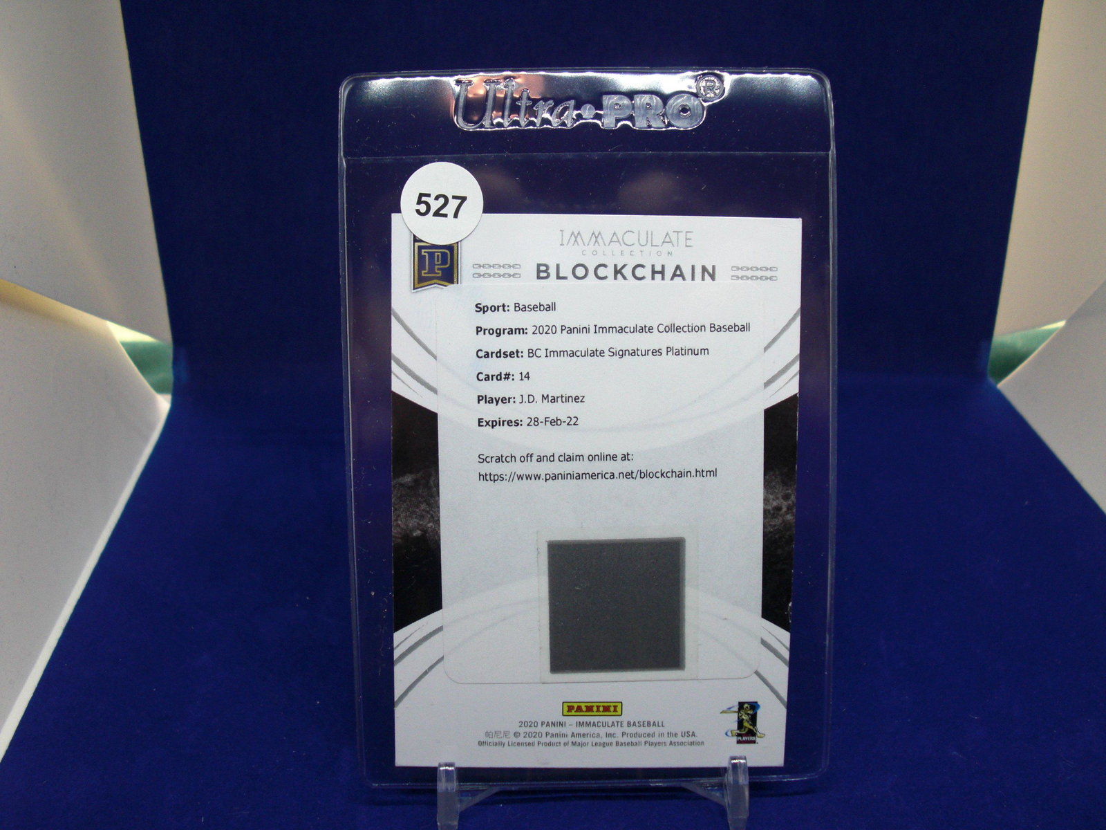 2020 immaculate football blockchain redemption card: unused jd davis blockchain redemption card