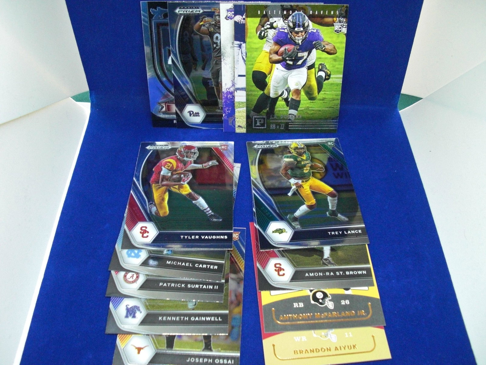 lot of 15 assorted rookie football cards: rashod bateman, trey lance