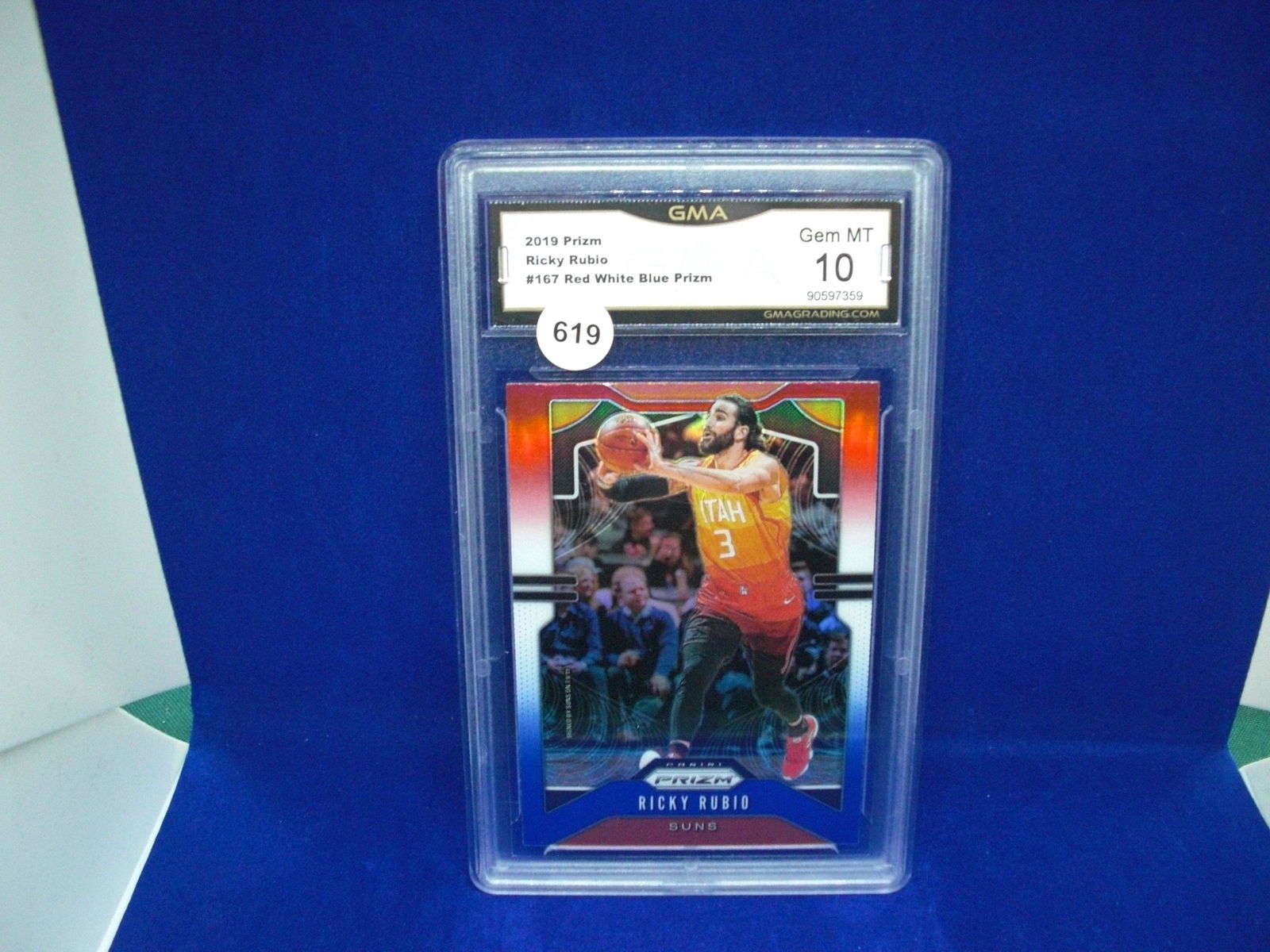 GMA GRADED RICKY RUBIO RED WHITE BLUE PRIZM (1 of 1)