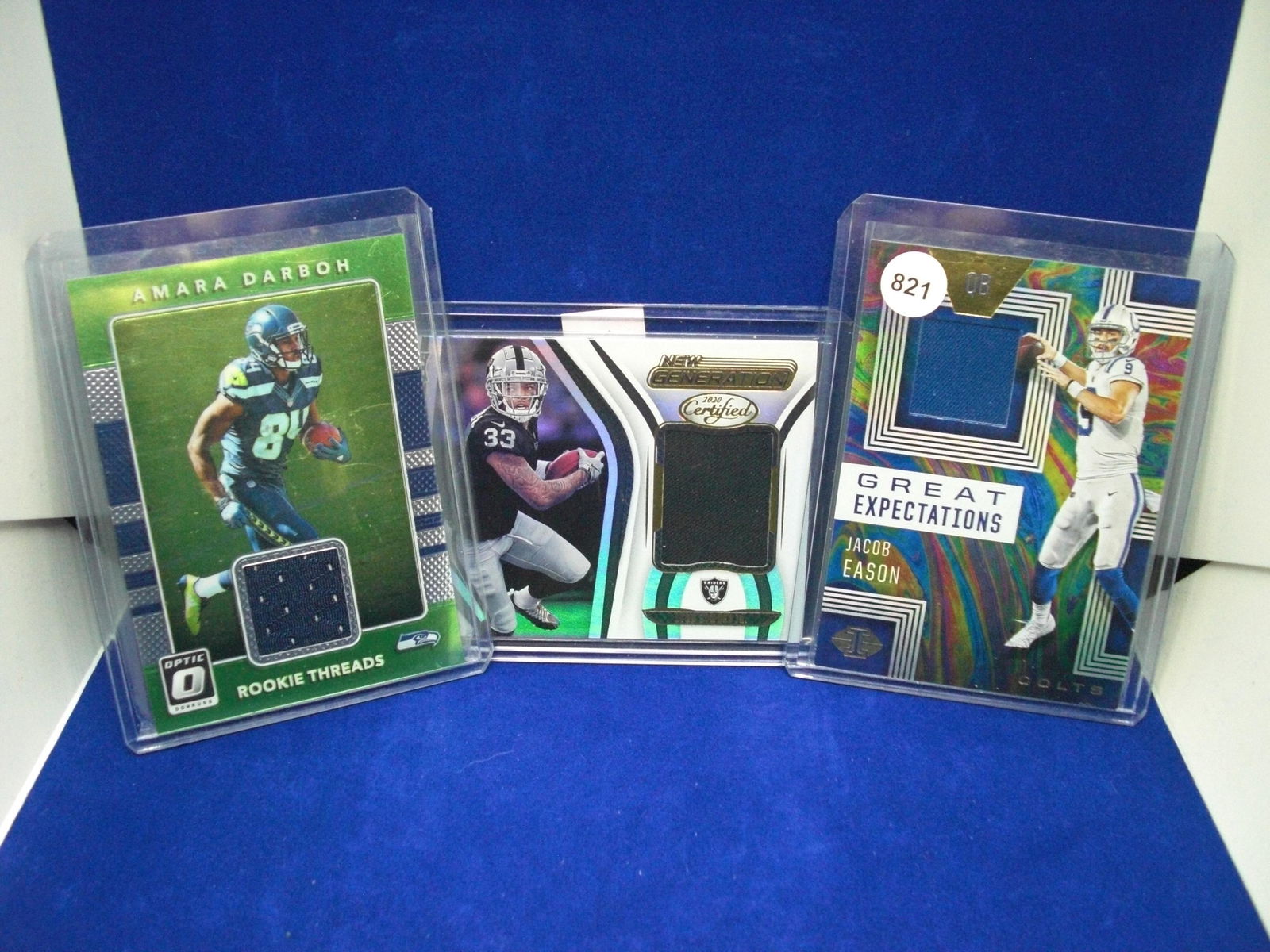 lot of 3 football rookie jersey cards (1 of 1)