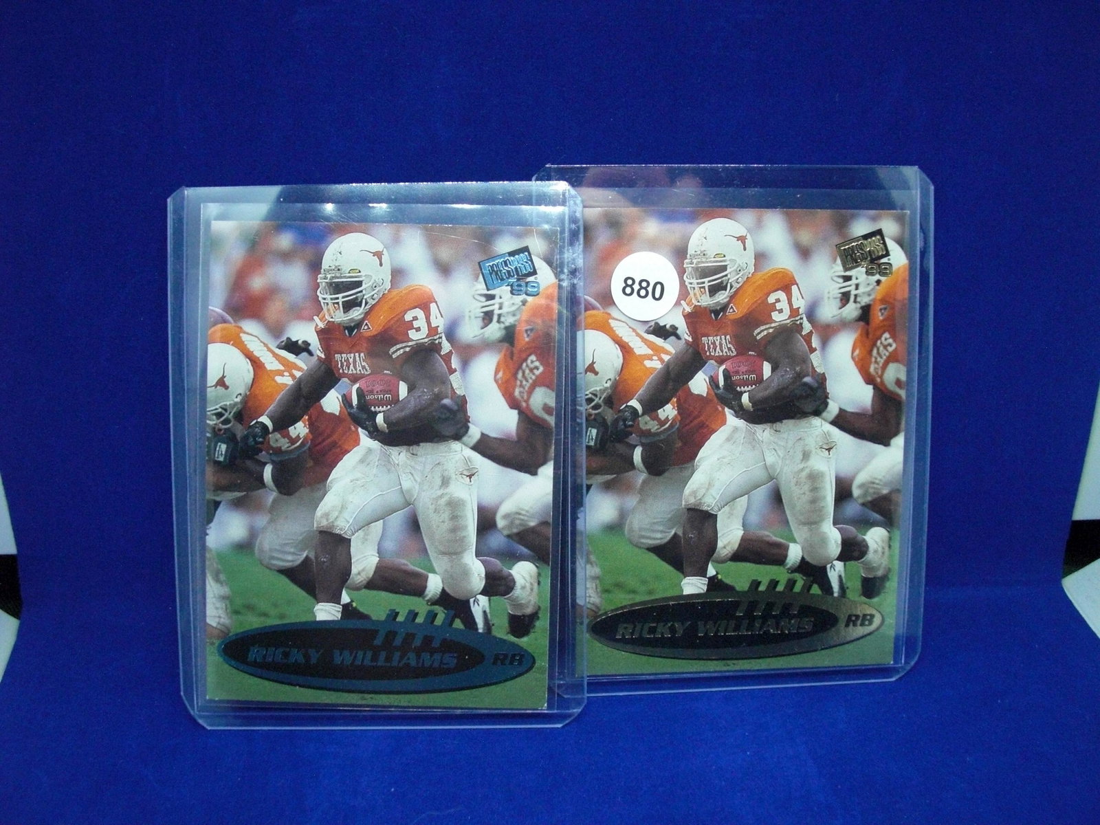 ricky williams rookie card with blue foil short print: ricky williams rookie cards with blue foil parallel