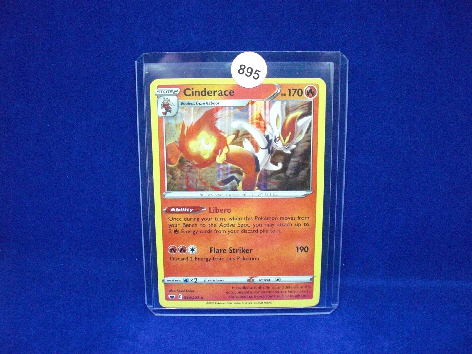 Cinderace stage 2 holo foil pokemon card: Cinderace stage 2 holo foil pokemon card