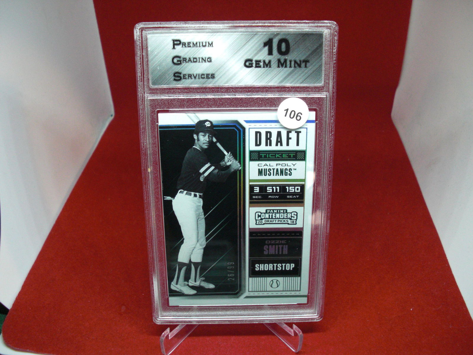PGS Gem 10 ozzie smith draft ticket 26/99 (1 of 1)