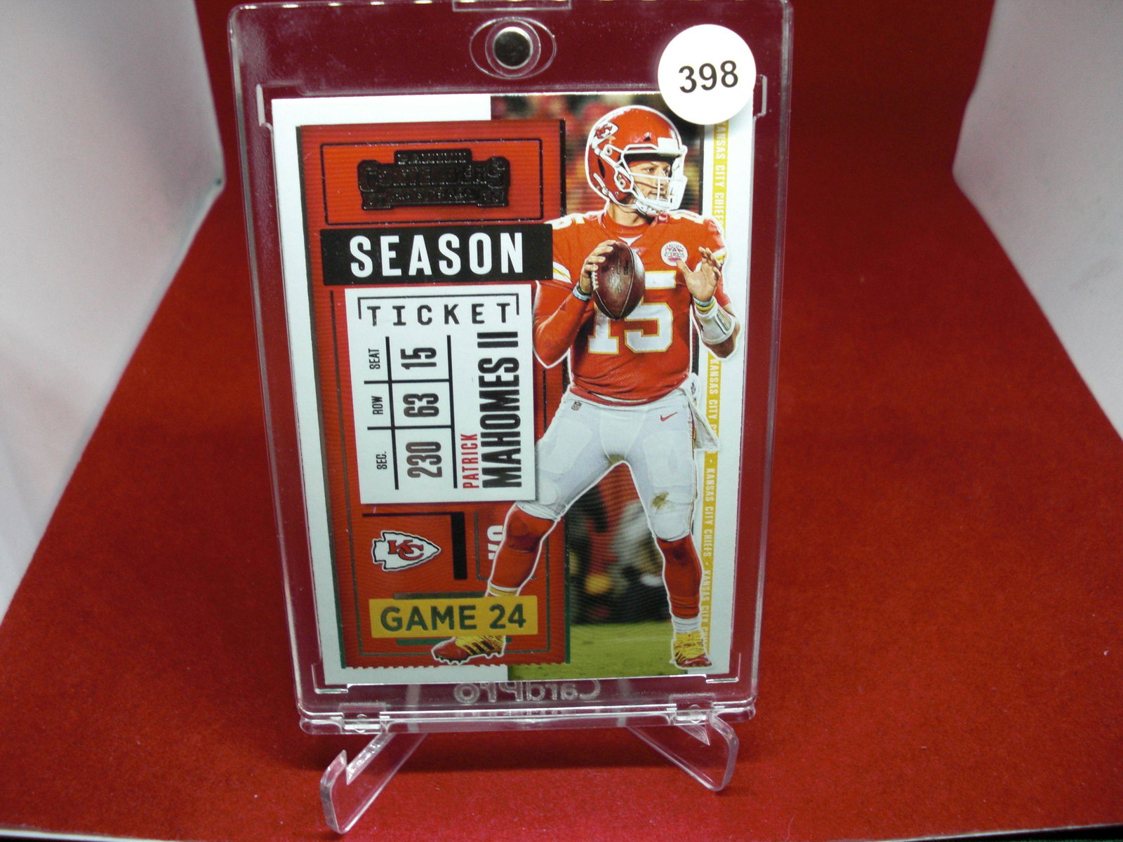 Patrick mahones chiefs season ticket: in one touch holder