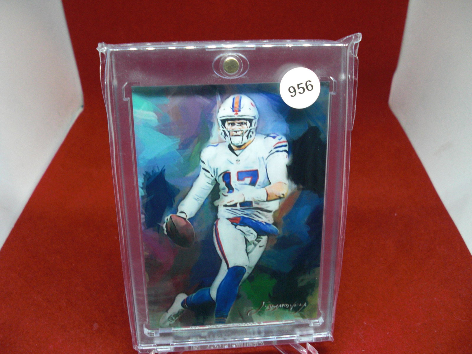 josh allen limited edition sketch card 32/50: in one touch holder
