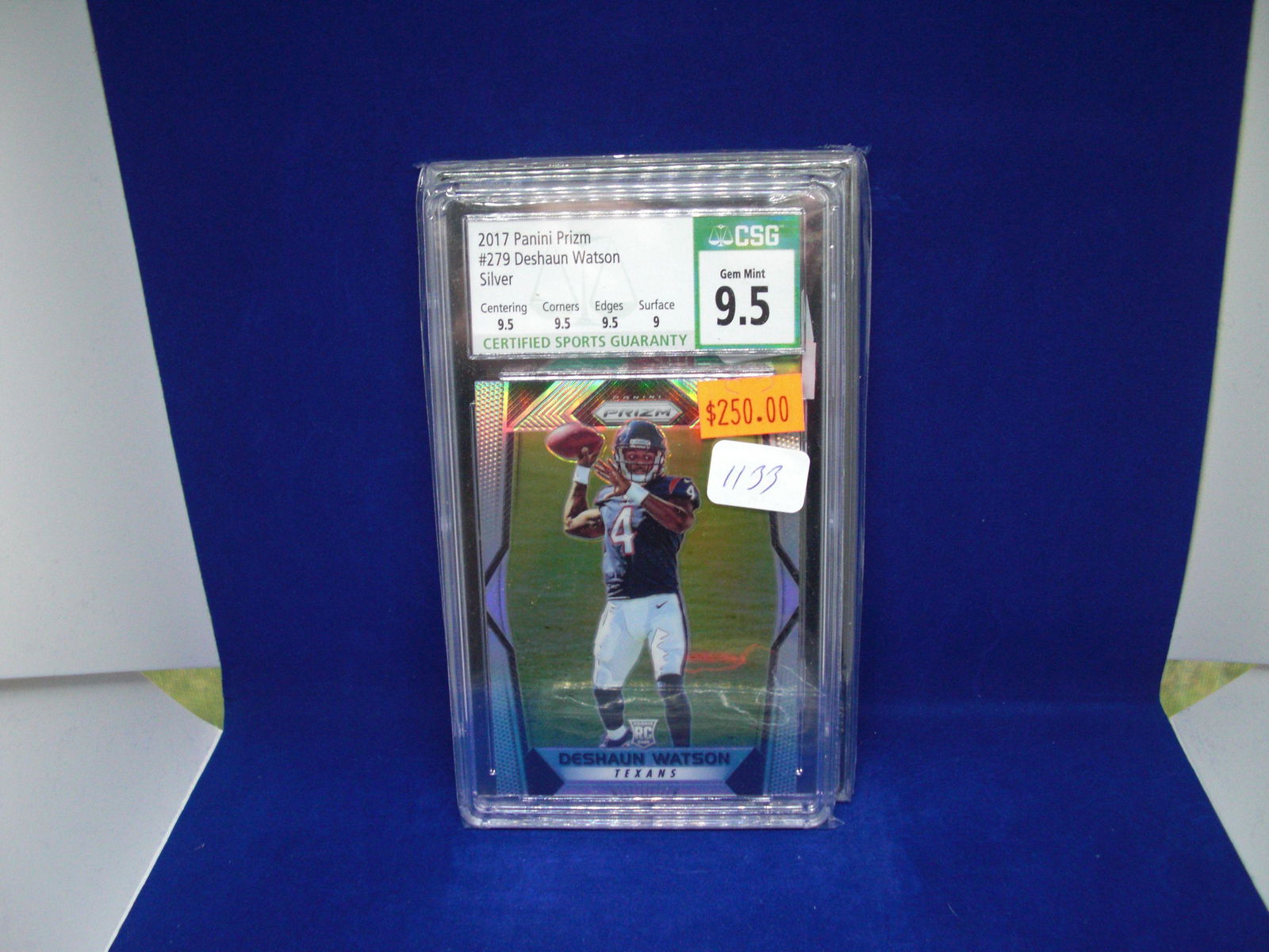 CSG graded 9.5 deshaun Watson silver prizm rookie (1 of 1)