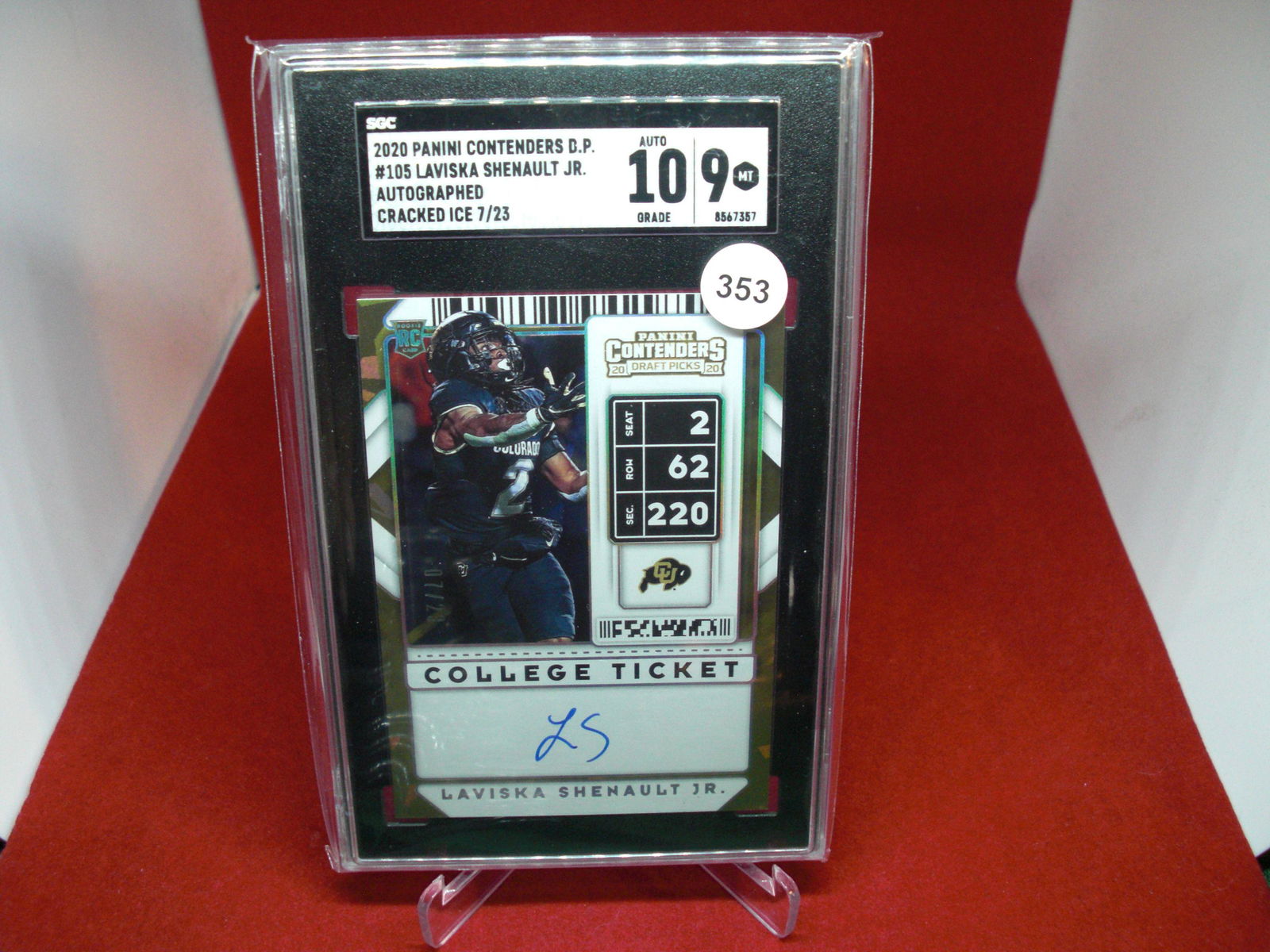 sgc graded 2020 auto cracked ice 7/23 laviska shenault (1 of 1)