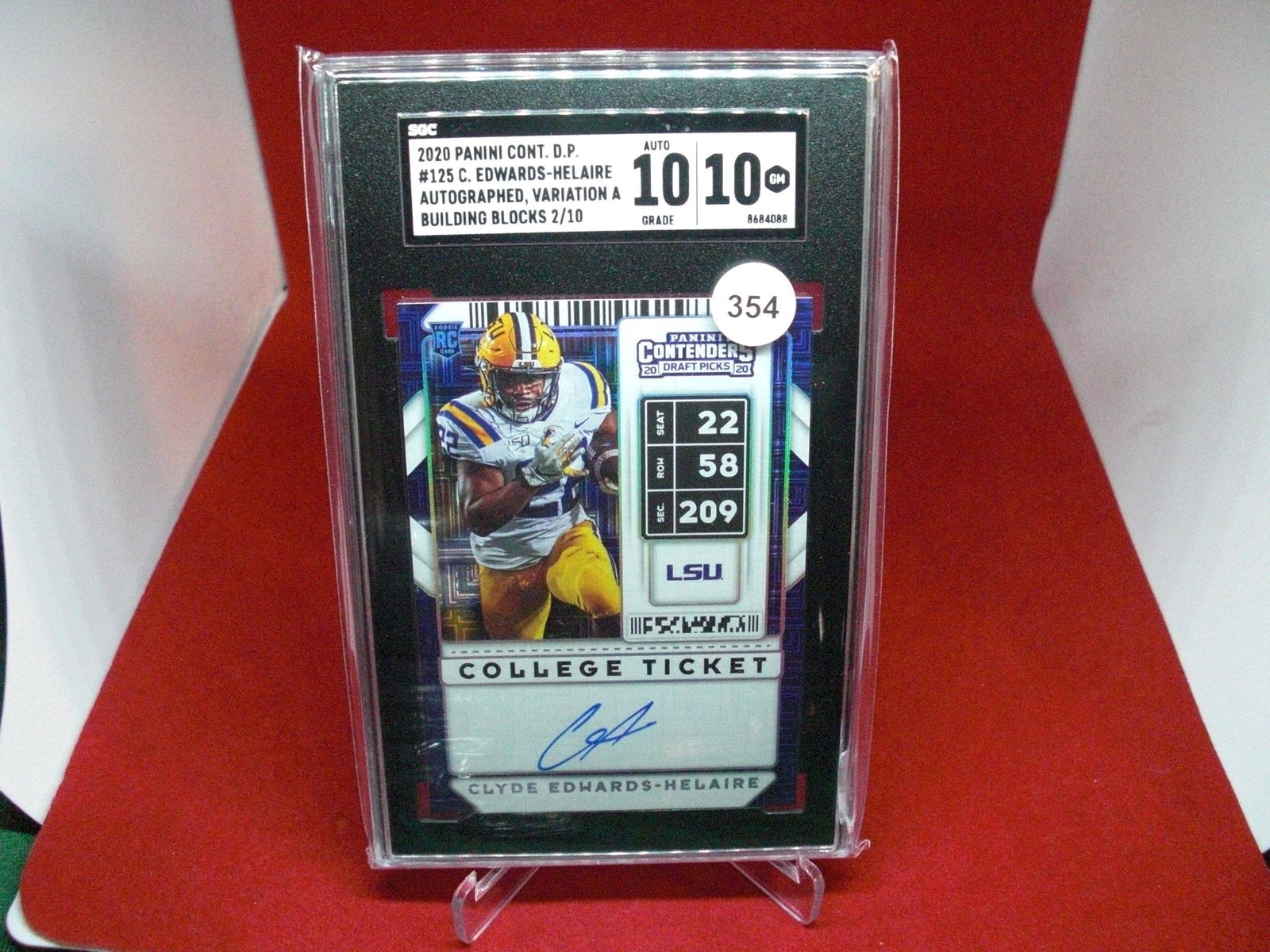 sgc graded 2020 c edwards helaire auto 2/10 mint 10 (1 of 1)