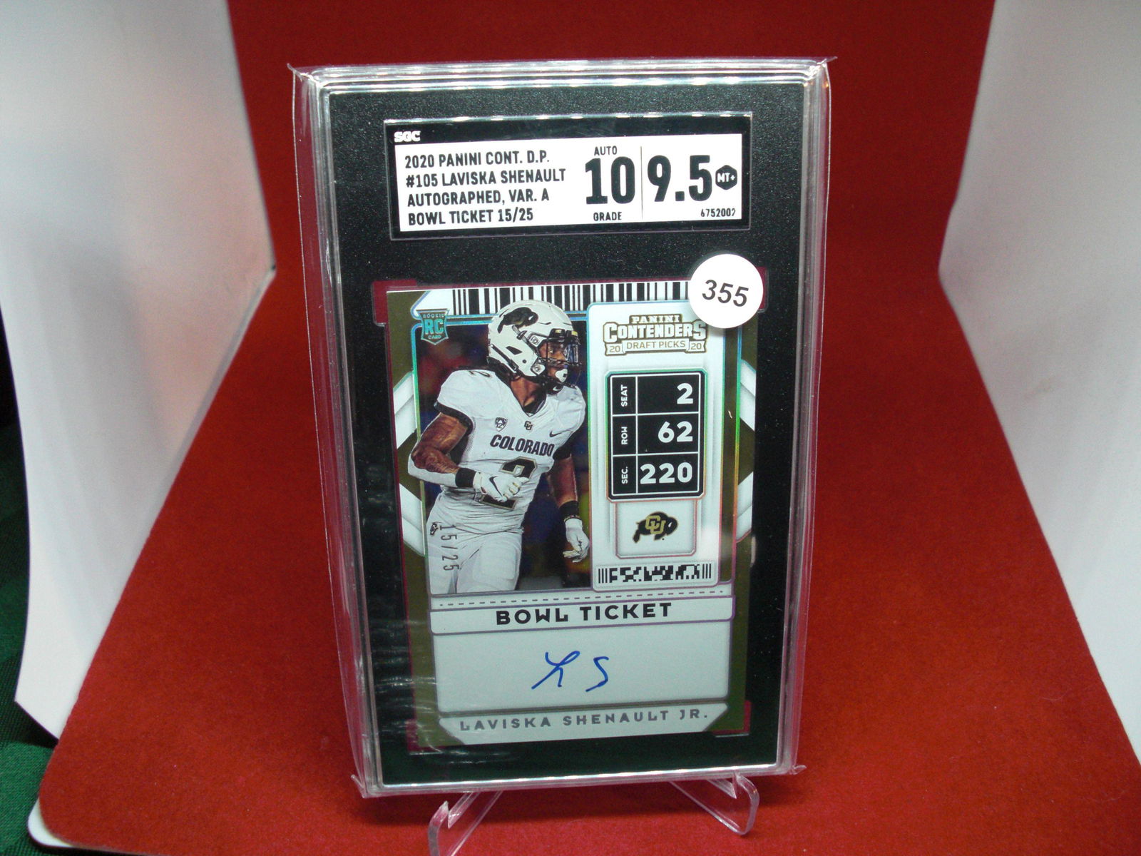 sgc graded 2020 auto 15/25 mint 9.35 laviska shenault (1 of 1)