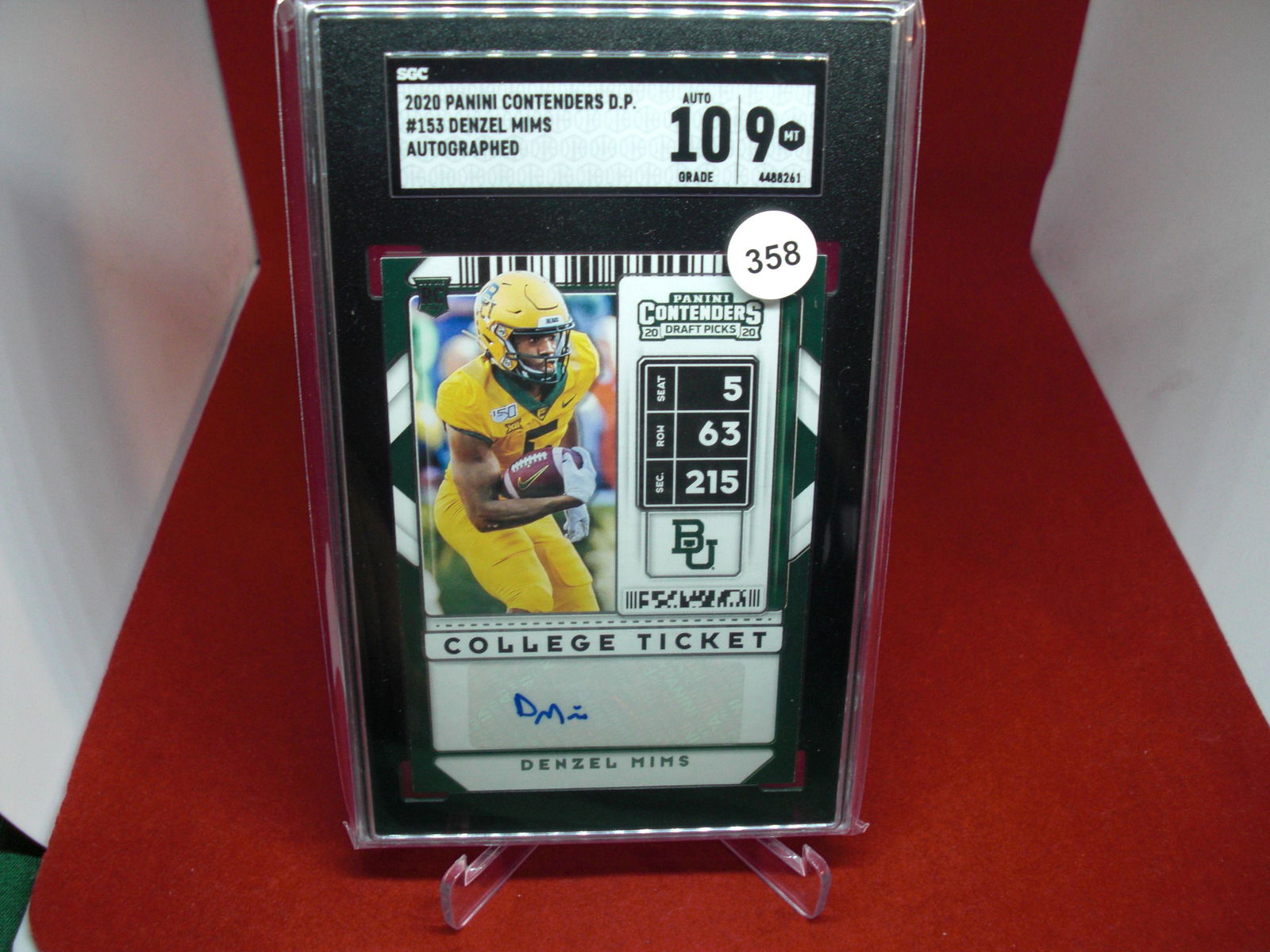 sgc graded 2020 denzel mims auto mint 9 (1 of 1)