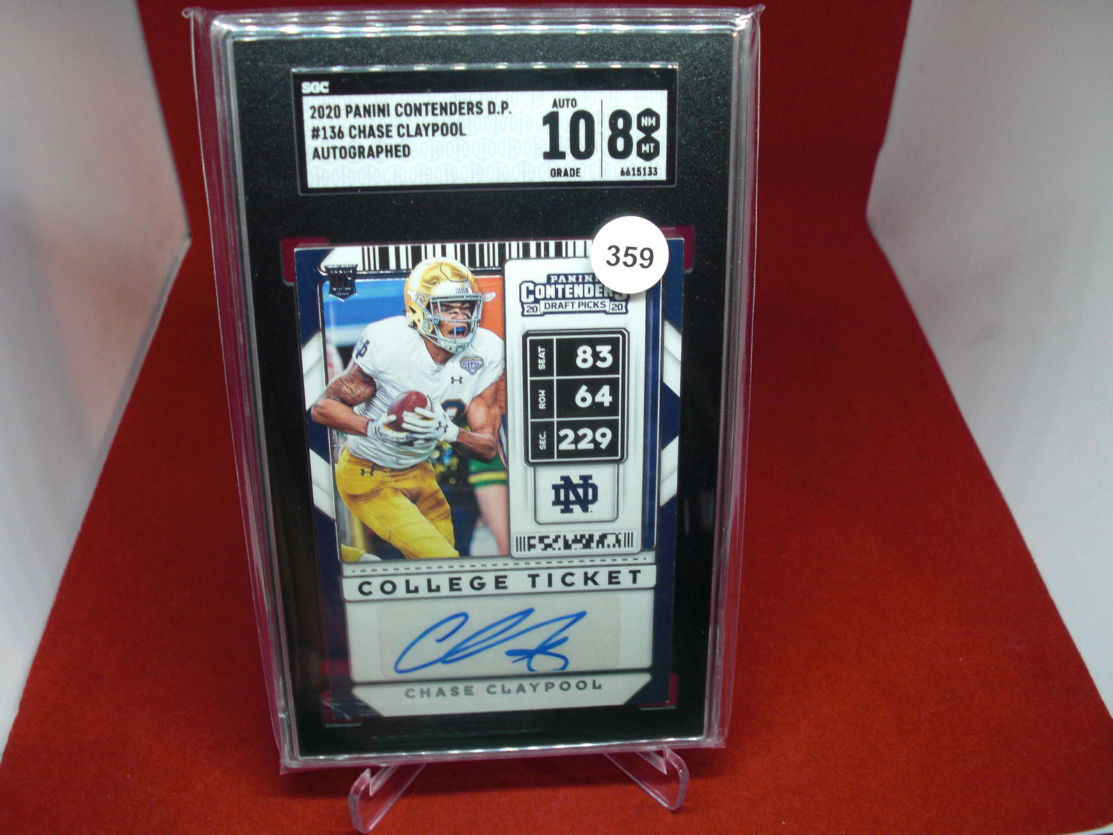 sgc graded 2020 chase claypool auto mint 8 (1 of 1)