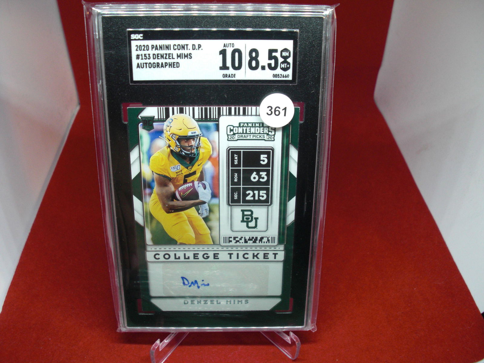 sgc graded 2020 denzel mims auto mint 8.5 (1 of 1)