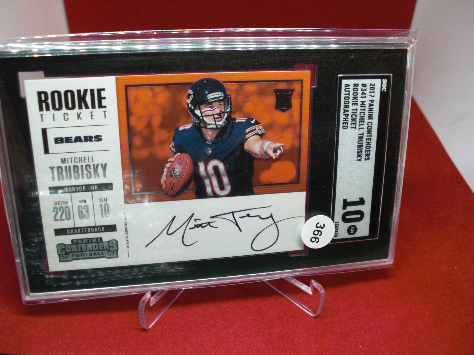 sgc graded mitchell trubisky auto rookie ticket mint 10 (1 of 1)