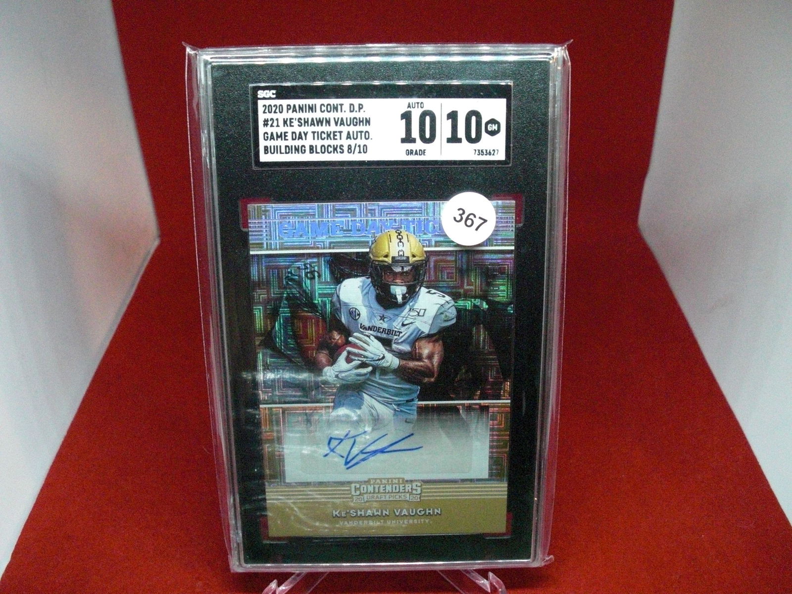 sgc graded 2020 ke'shawn baughn 8/10 mint 10 auto (1 of 1)