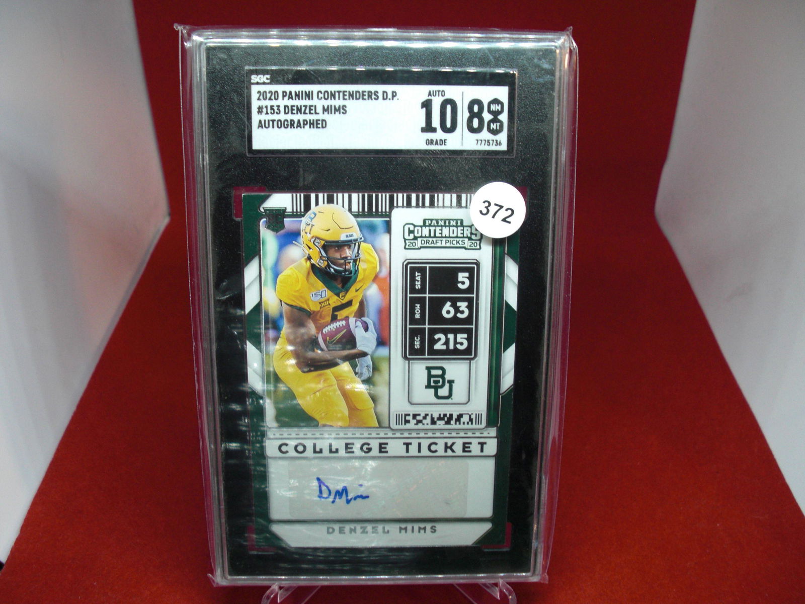 sgc graded 2020 denzel mims auto mint 8 (1 of 1)