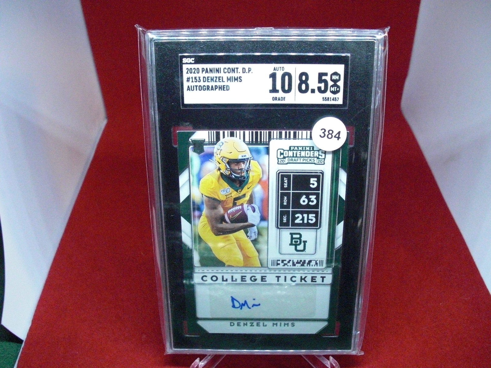 sgc graded 2020 denzel mims auto mint 8.5 (1 of 1)